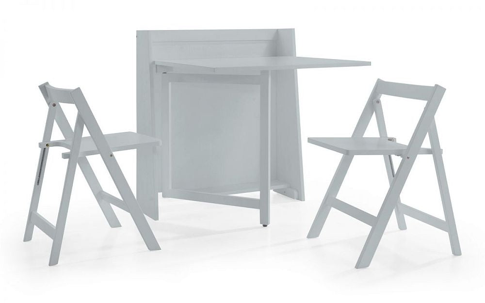 Helsinki Compact Light Grey Dining Table and 2 Folding Chairs