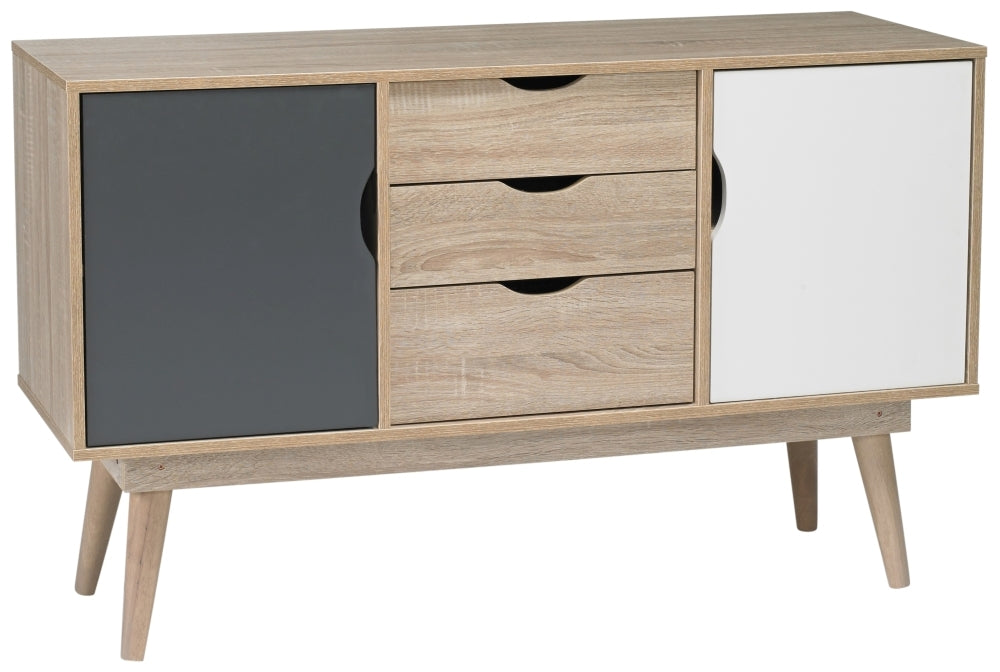 Scandi Oak 2 Door Sideboard - White and Grey