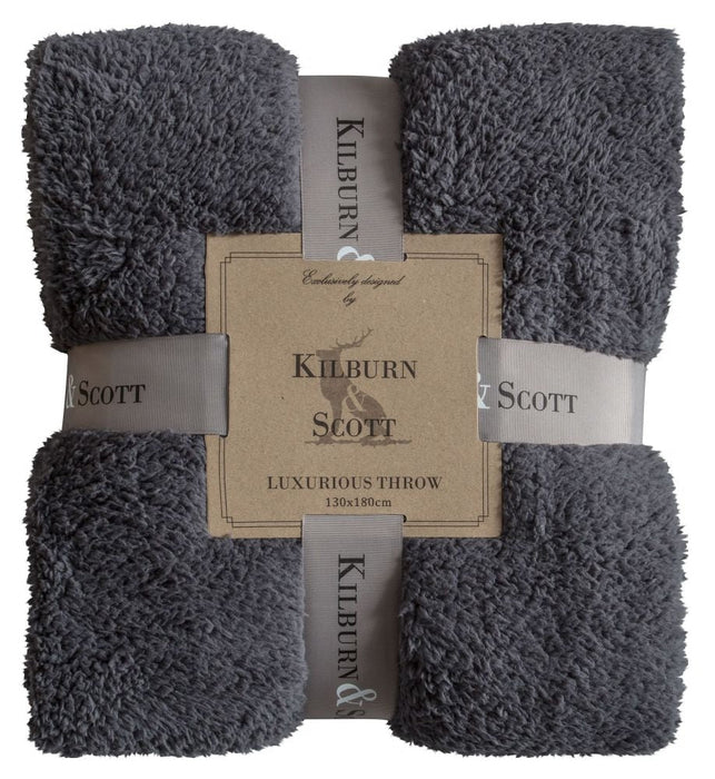 Teddy Charcoal Snuggly Fleece Fabric Throw