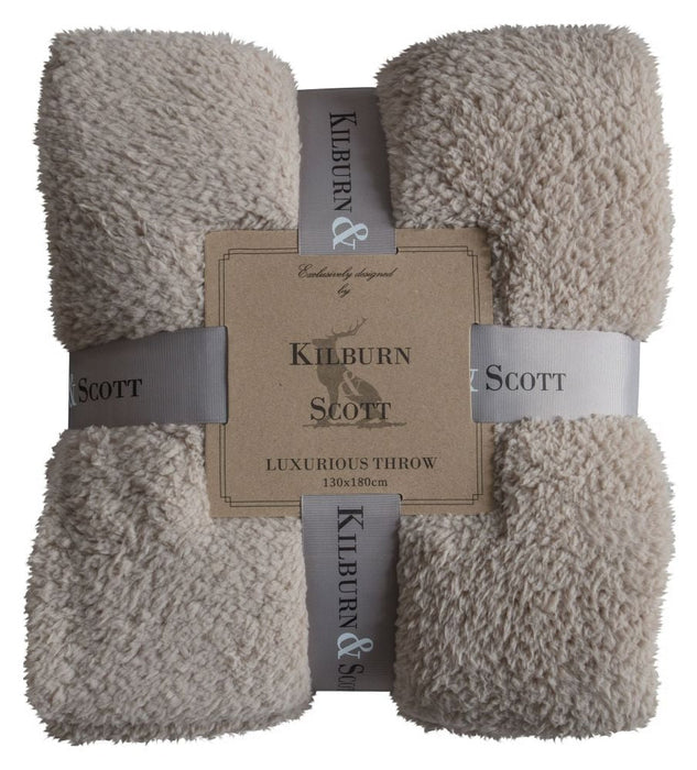 Teddy Snuggly Taupe Fleece Fabric Throw