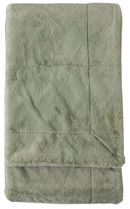 Merrick Faux Fur Pale Green Fabric Throw