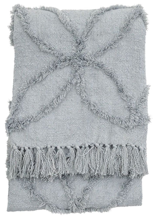 Miami Woven Tufted Grey Fabric Throw
