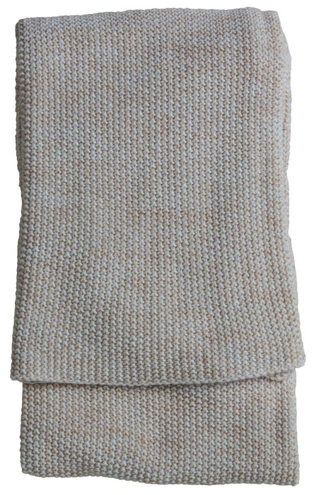 Moss Stitched Melange knitted Natural Fabric Throw