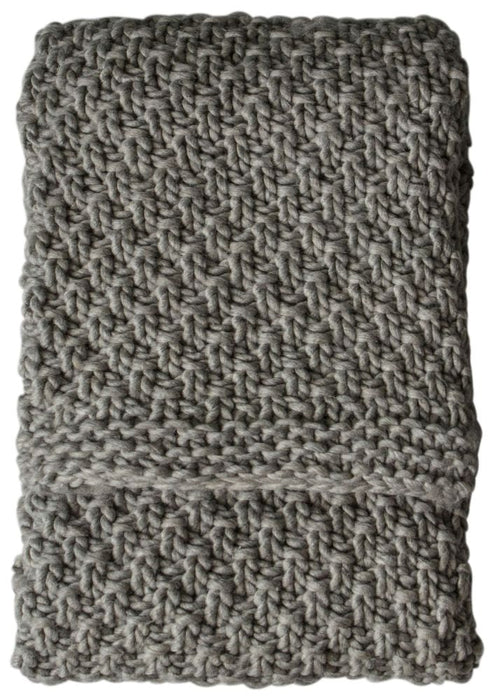 Chunky Moss Knitted Grey Fabric Throw