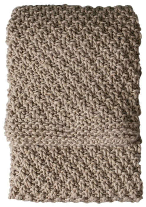 Chunky Moss Knitted Oatmeal Fabric Throw