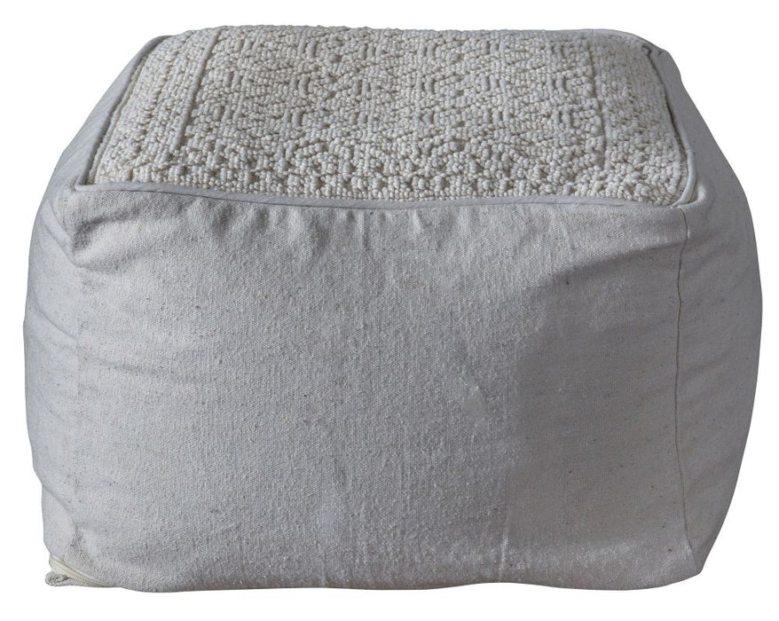Franco Cream and Natural Woven Artisan Design Fabric Pouffe