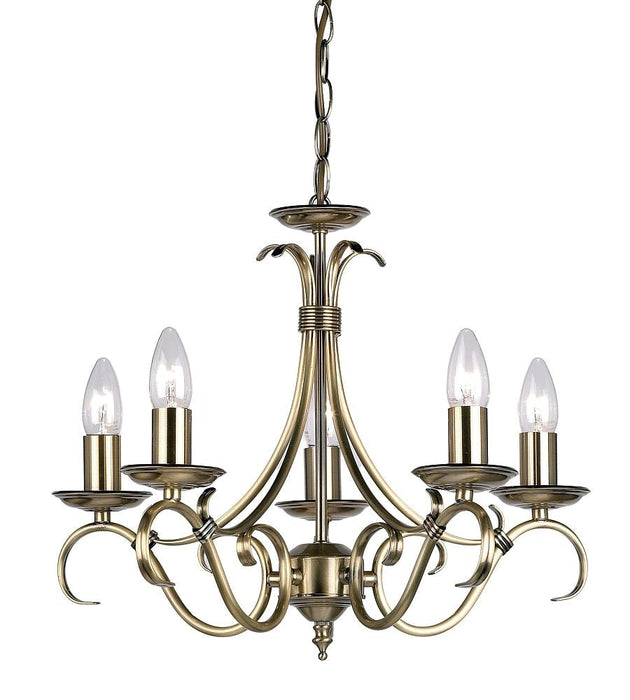 Bernice 5 Antique Brass Pendant Light