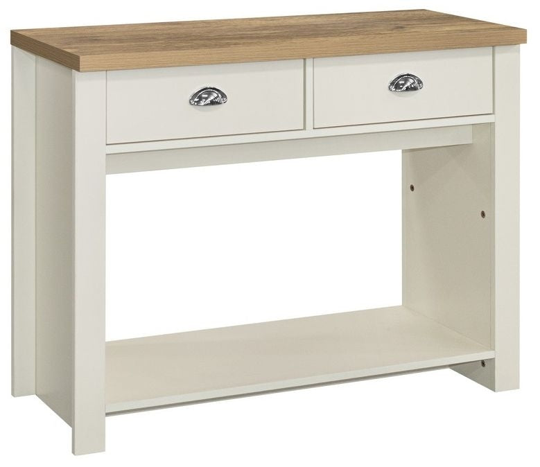 Highgate Cream and Oak Effect Console Table - 2 Drawers