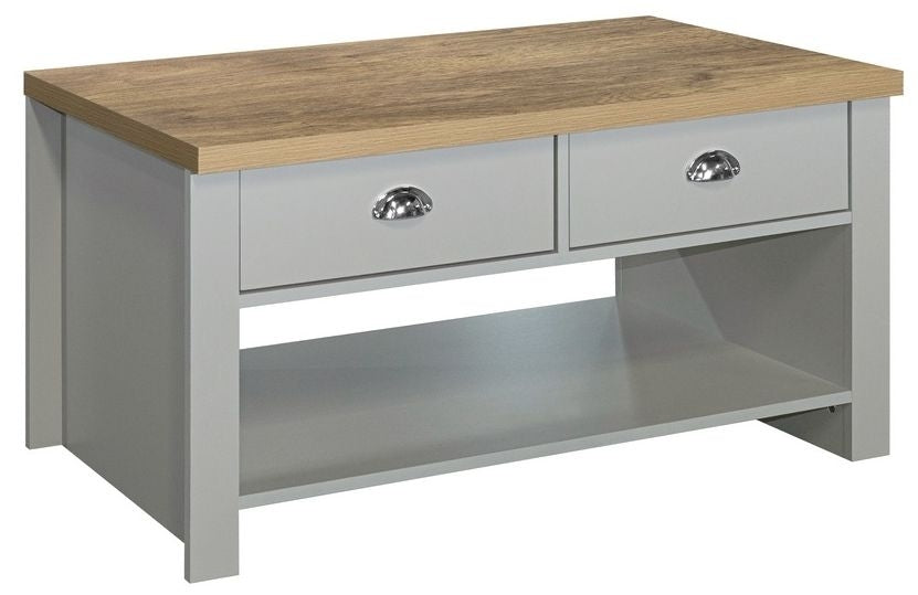 Highgate Grey and Oak Effect Coffee Table - 2 Drawers