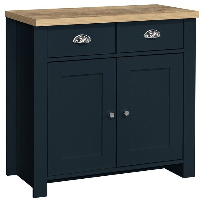 Highgate Blue and Oak Effect Small Sideboard - 2 Doors