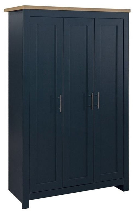Highgate Blue and Oak Effect Wardrobe - 3 Doors