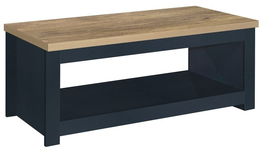 Highgate Blue and Oak Effect 105cm Coffee Table