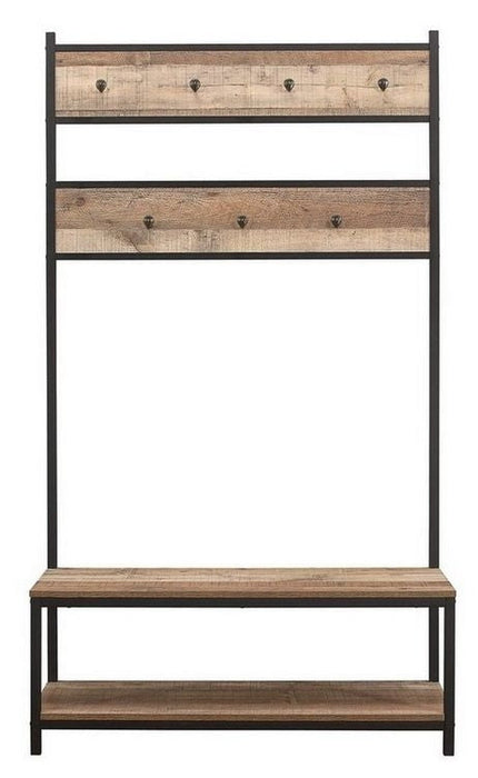 Urban Rustic Wood Effect Industrial Style Hallway Shoe Bench