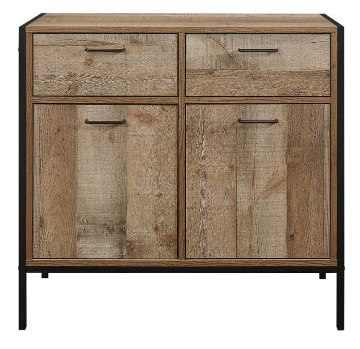 Urban Rustic Wood Effect Industrial Style Small Sideboard - 2 Doors