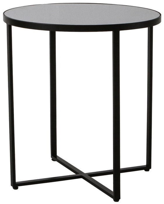 Torrance Grey Mirrored Round Side Table