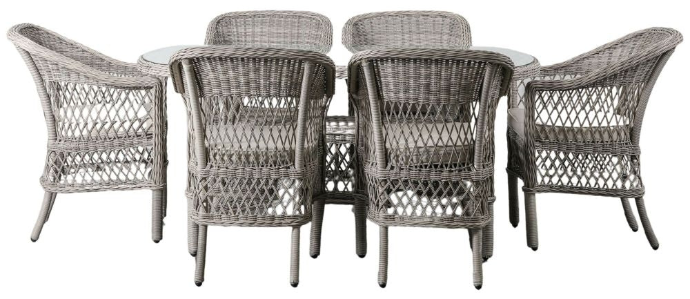 Menton Stone Oval Outdoor Garden Dining Set