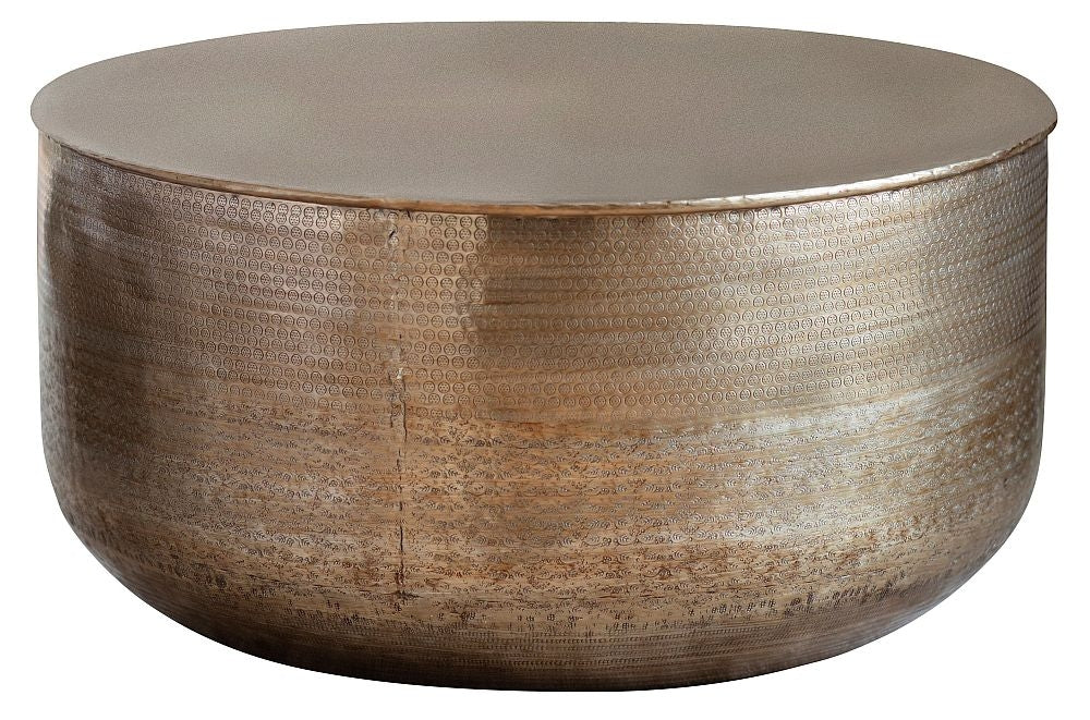Ashta Brass Drum Round Coffee Table