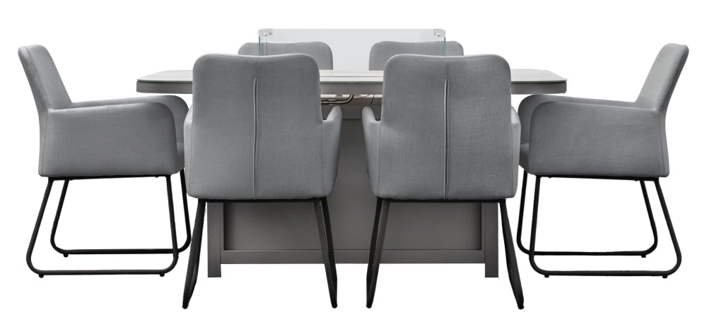 Elba 160cm Slate Dining Set with Fire Pit Table