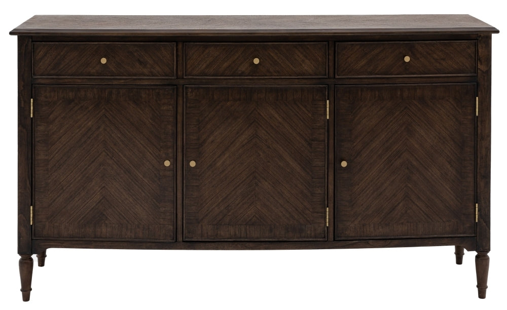 Madison Dark Coffee Wooden Sideboard - 3 Door 3 Drawer