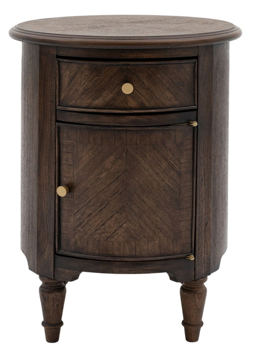 Madison Dark Coffee Wooden Drum Side Table