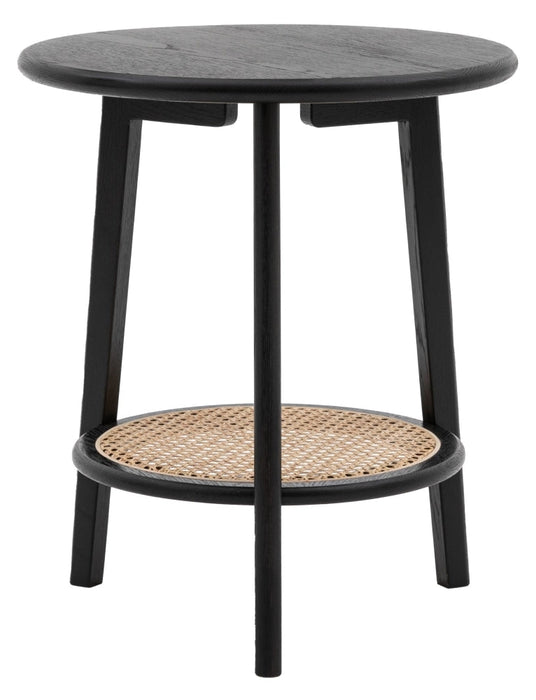 Skylar Black Rattan Round Bedside Table