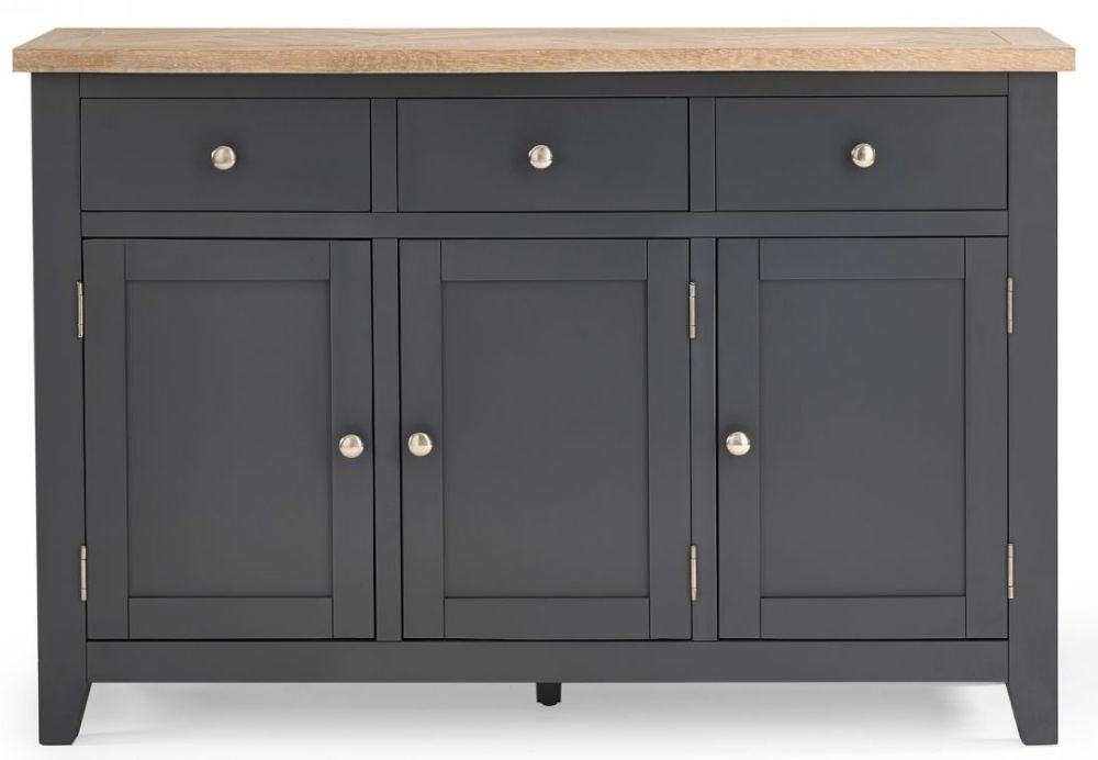 Bordeaux Dark Grey Lacquer 3 Door 3 Drawer Sideboard