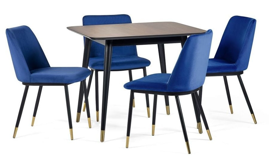 Findlay Square 4-6 Dining Table Set with 4 Delaunay Blue Chairs