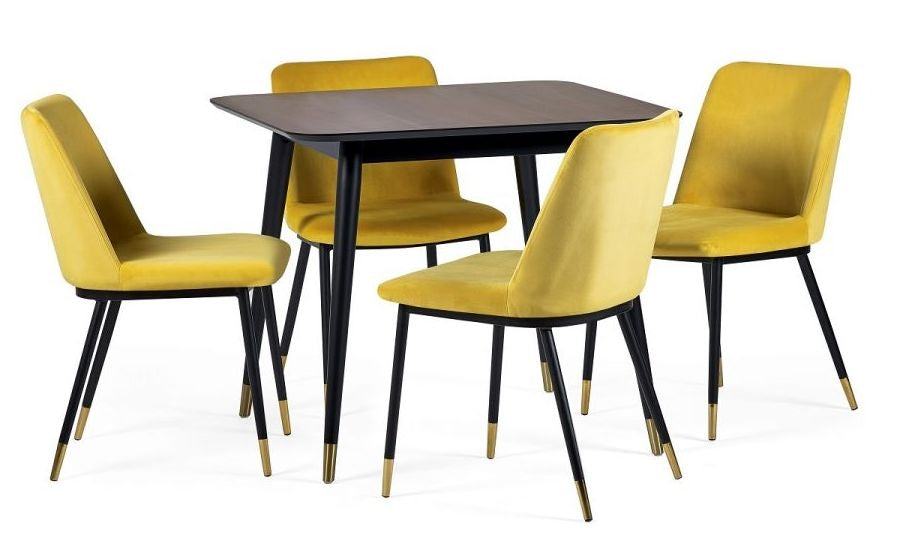 Findlay Square 4 Seater Dining Set with 4 Delaunay Mustard Chairs