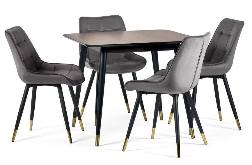 Findlay Square 4 Seater Dining Set with 4 Hadid Grey Chairs