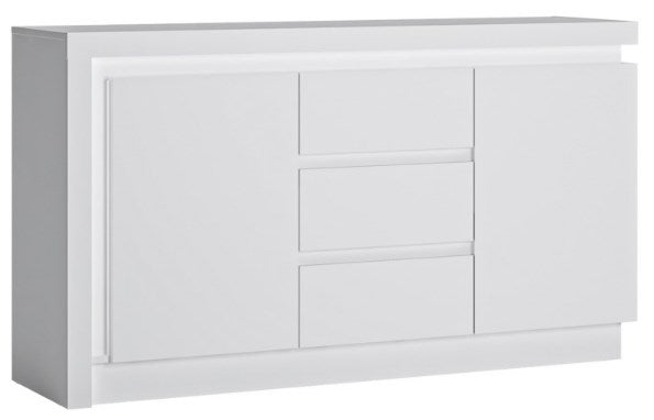 Lyon 2 Door 3 Drawer Sideboard in White and High Gloss