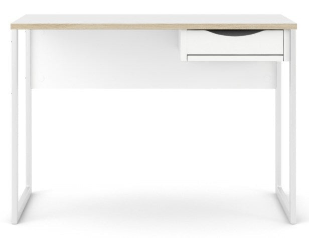 Function Plus Desk 1 Drawer in White with Oak Trim