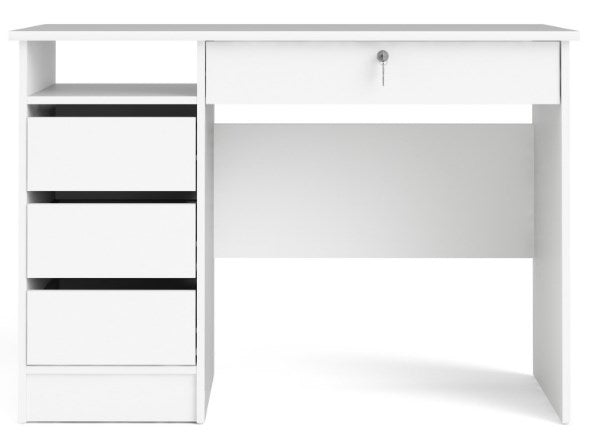 Function Plus Desk 3+1 Handle Free Drawer in White