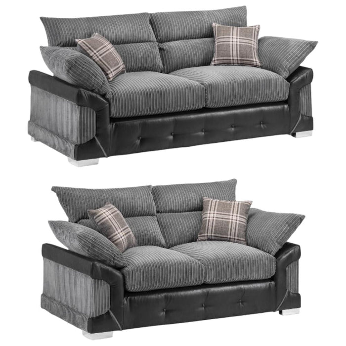 Logan Black Grey 3+2 Seater Sofa