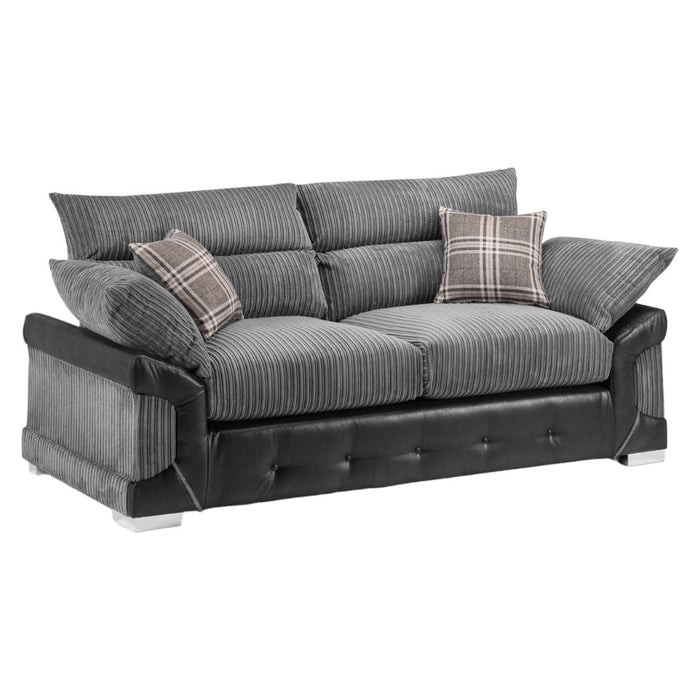 Logan Black and Grey 3 Seater Sofa