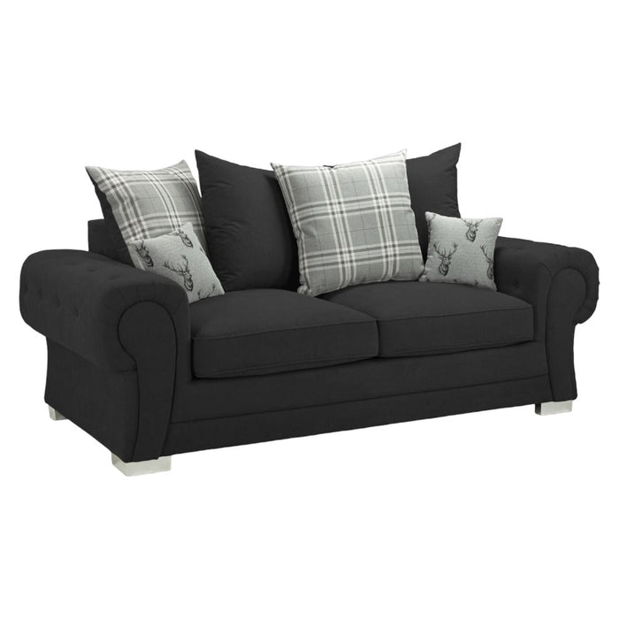 Verona Scatterback Black 3 Seater Sofa