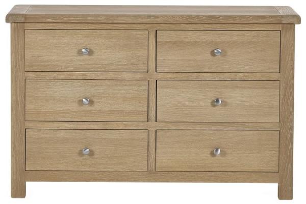Memphis Limed Oak 6 Drawer Wide Chest
