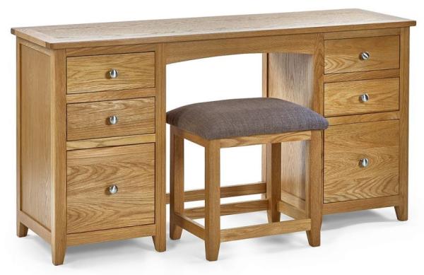 Mallory Oak 6 Drawer Dressing Set with 1 Stool and Table