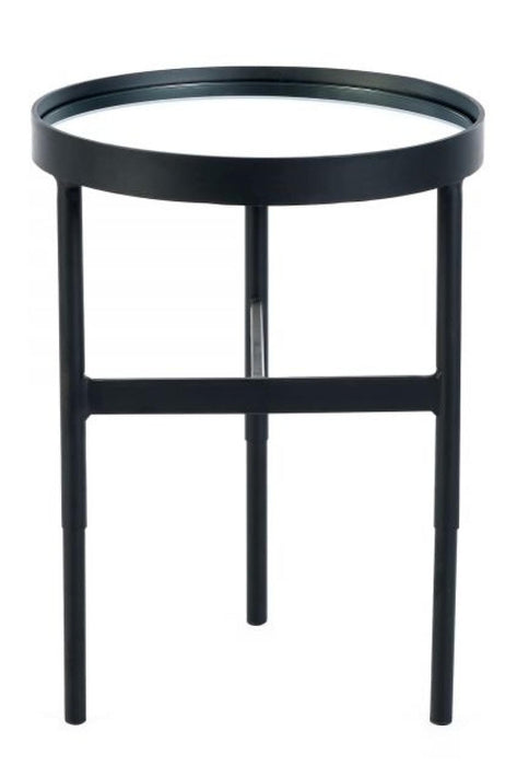 Franki Glass Top and Black Round Lamp Table