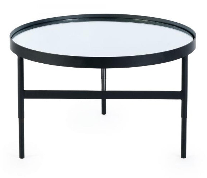 Franki Glass Top and Black Round Coffee Table