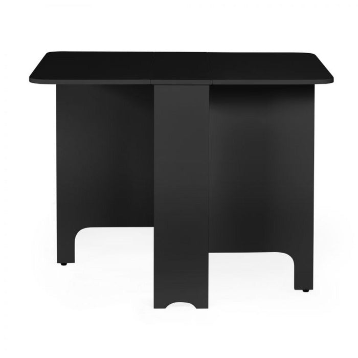 Gatan Gateleg Black Lacquer Drop Leaf 2 Seater Dining Table with 2 Chairs