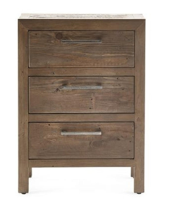 Heritage Reclaimed Pine 3 Drawer Bedside