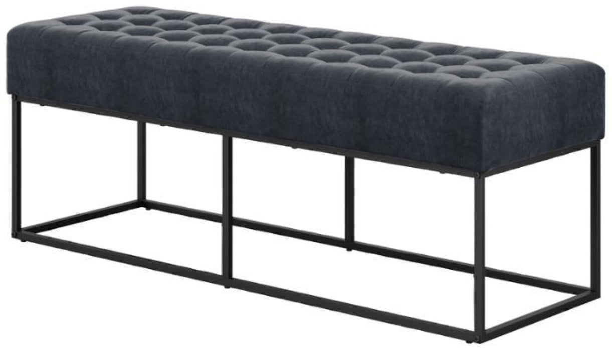 Boden Steel Grey Chenille Fabric Bench