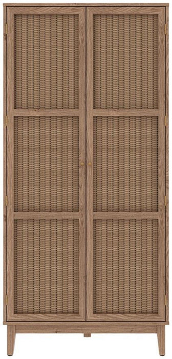 Bordeaux Oak and Faux Rattan 2 Door Wardrobe