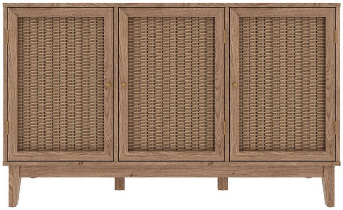 Bordeaux Oak and Faux Rattan Large Sideboard