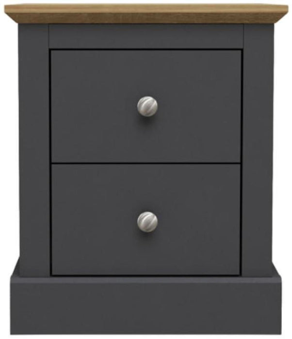 Devon Charcoal 2 Drawer Bedside Cabinet
