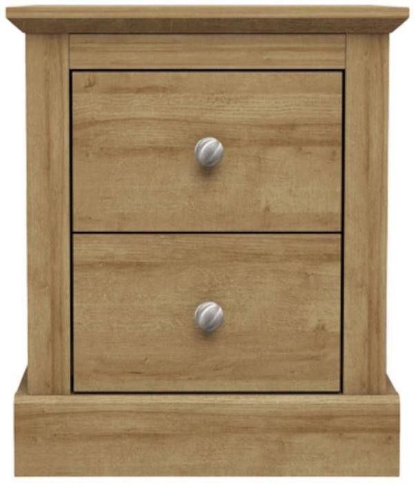 Devon Oak 2 Drawer Bedside Cabinet