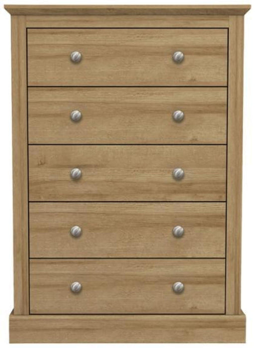 Devon Oak 5 Drawer Chest