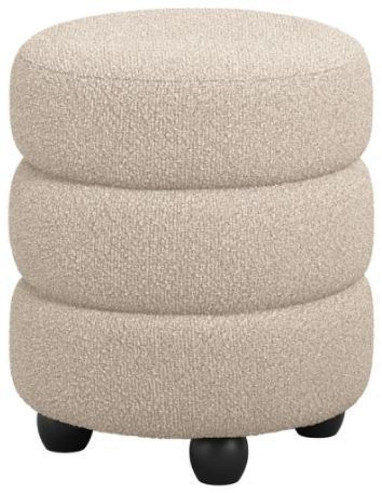 Emi Buff and Black Boucle Fabric Pouffe