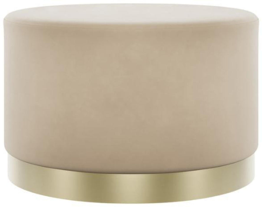 Lara Beige and Brushed Gold Velvet Fabric Large Pouffe