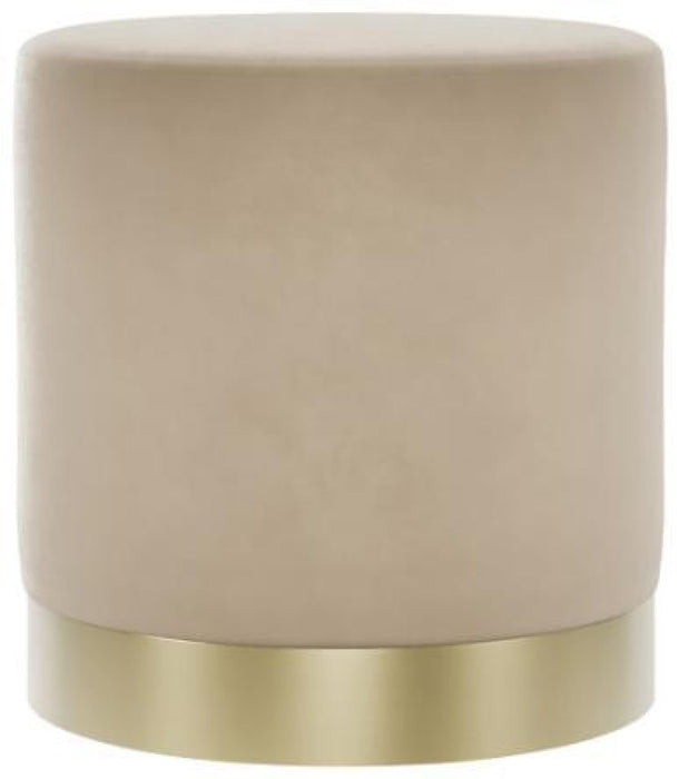 Lara Beige and Brushed Gold Velvet Fabric Small Pouffe